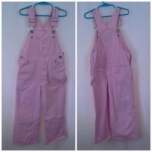 Key Apparel girls bib overalls coveralls Size 5 small Pink stripe Inseam 18in
